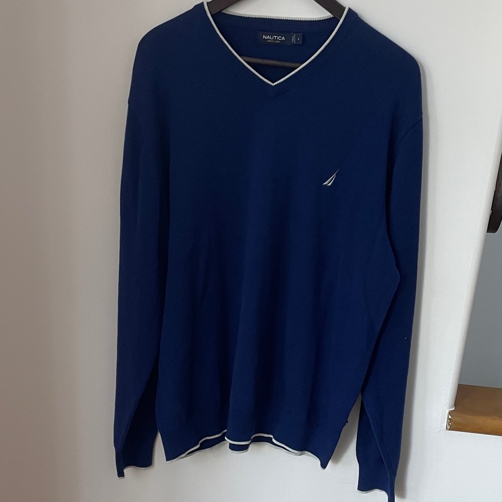 Nautica Men's Deep Blue V-Neck Sweater